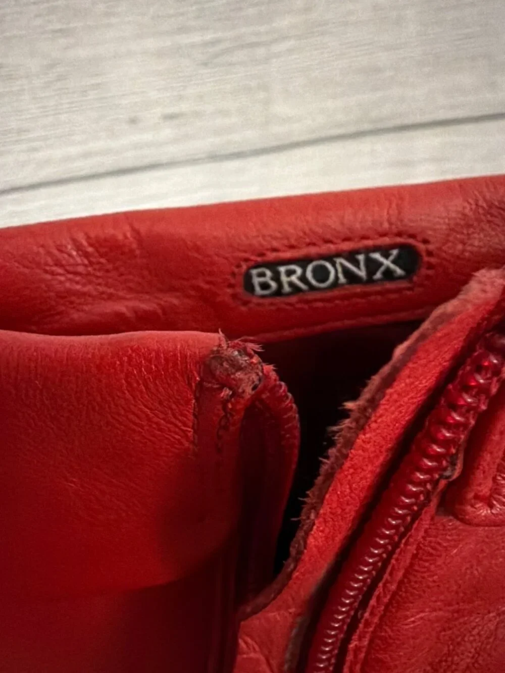 Bronx Red Leather Ankle Boots With Kitten Heels Size 38